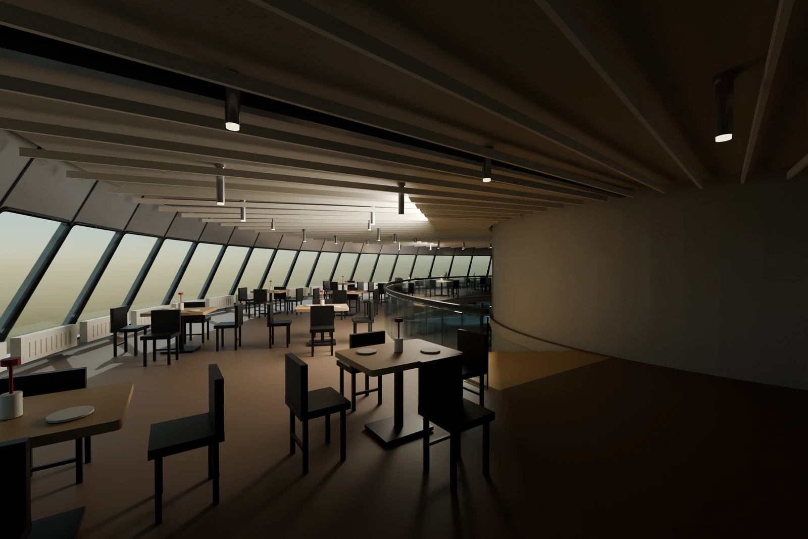 Ještěd: Restaurace a panoramatická okna