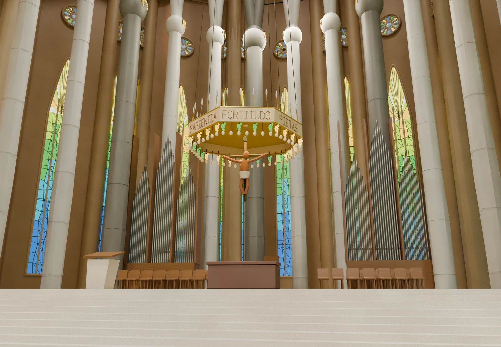 Sagrada Família: Oltář, baldachýn a varhany